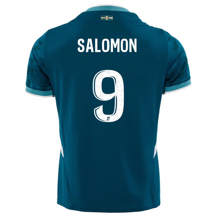 Kids Football Maeva Salomon #9 Turquoise Blue Away Jersey 2024/25 T-Shirt Australia