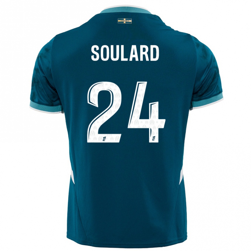 Kids Football Amandine Soulard #24 Turquoise Blue Away Jersey 2024/25 T-Shirt Australia