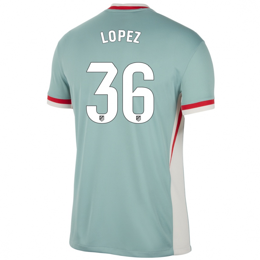 Kids Football David Lopez #36 Light Beige Blue Away Jersey 2024/25 T-Shirt Australia