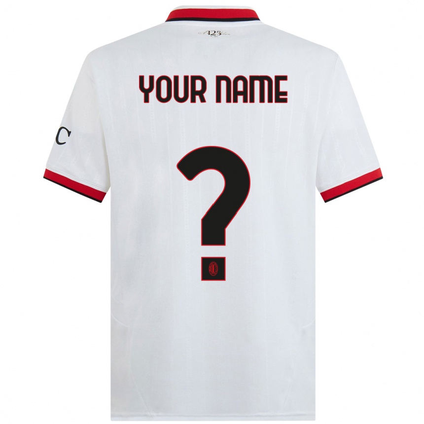 Kids Football Your Name #0 White Black Red Away Jersey 2024/25 T-Shirt Australia