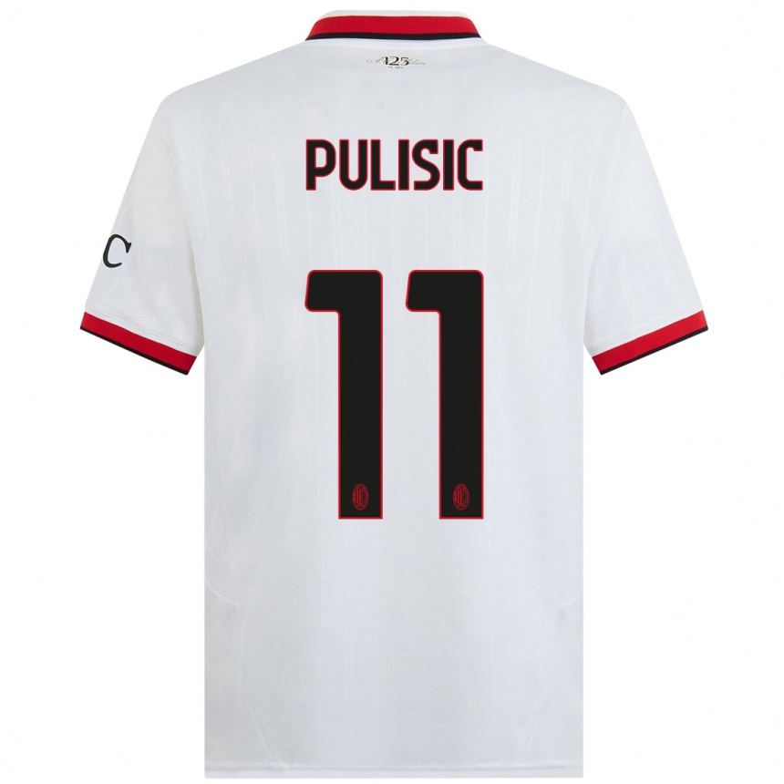 Kids Football Christian Pulisic #11 White Black Red Away Jersey 2024/25 T-Shirt Australia