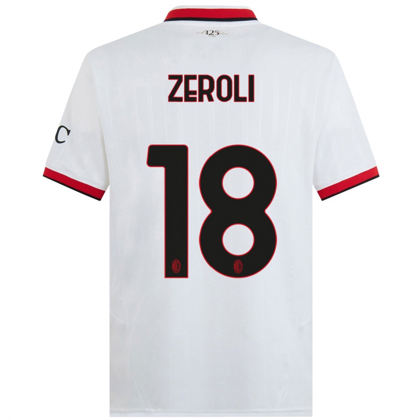 Kids Football Kevin Zeroli #18 White Black Red Away Jersey 2024/25 T-Shirt Australia