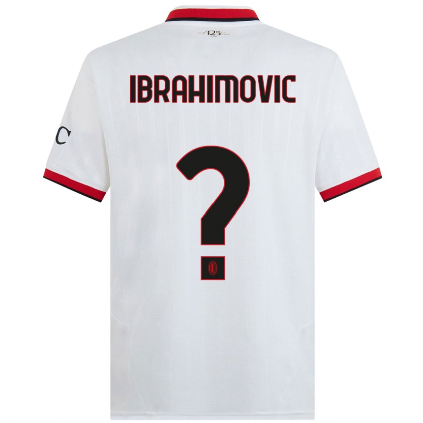 Kids Football Vincent Ibrahimovic #0 White Black Red Away Jersey 2024/25 T-Shirt Australia