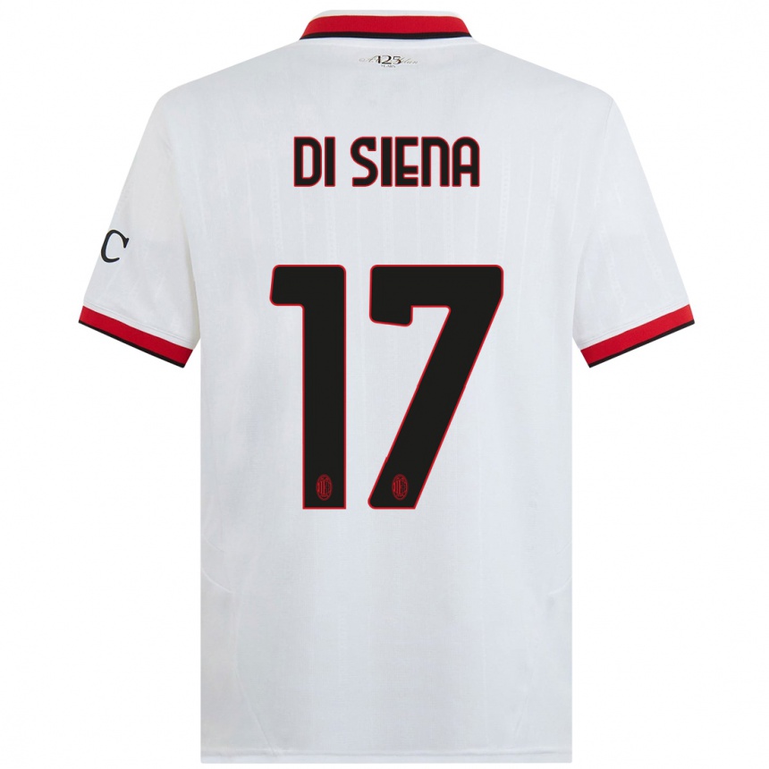 Kids Football Andrea Di Siena #17 White Black Red Away Jersey 2024/25 T-Shirt Australia