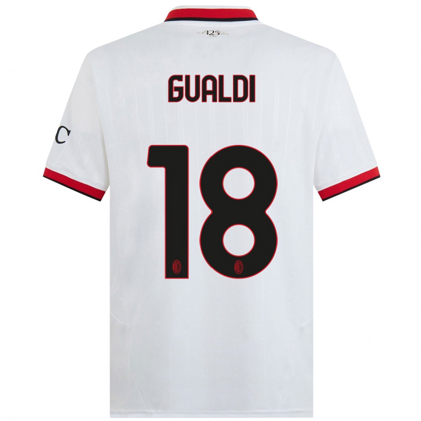 Kids Football Andrea Gualdi #18 White Black Red Away Jersey 2024/25 T-Shirt Australia