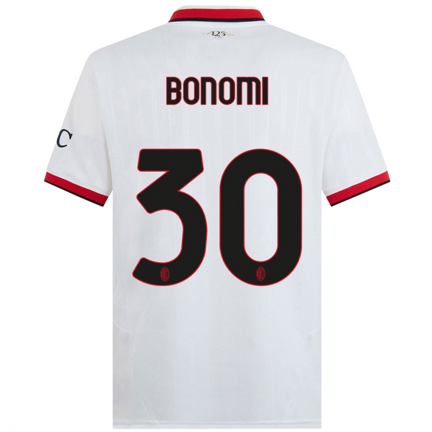 Kids Football Alessandro Bonomi #30 White Black Red Away Jersey 2024/25 T-Shirt Australia