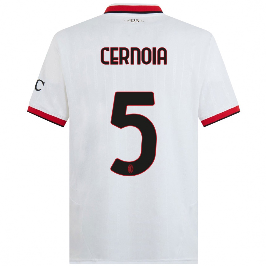 Kids Football Valentina Cernoia #5 White Black Red Away Jersey 2024/25 T-Shirt Australia