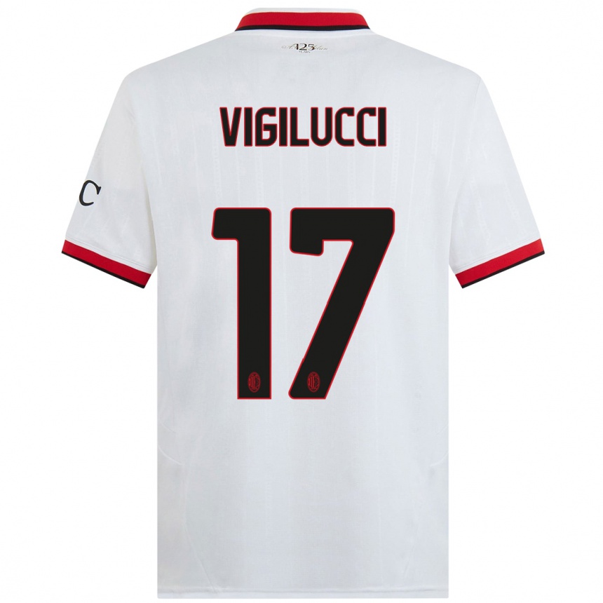 Kids Football Valery Vigilucci #17 White Black Red Away Jersey 2024/25 T-Shirt Australia