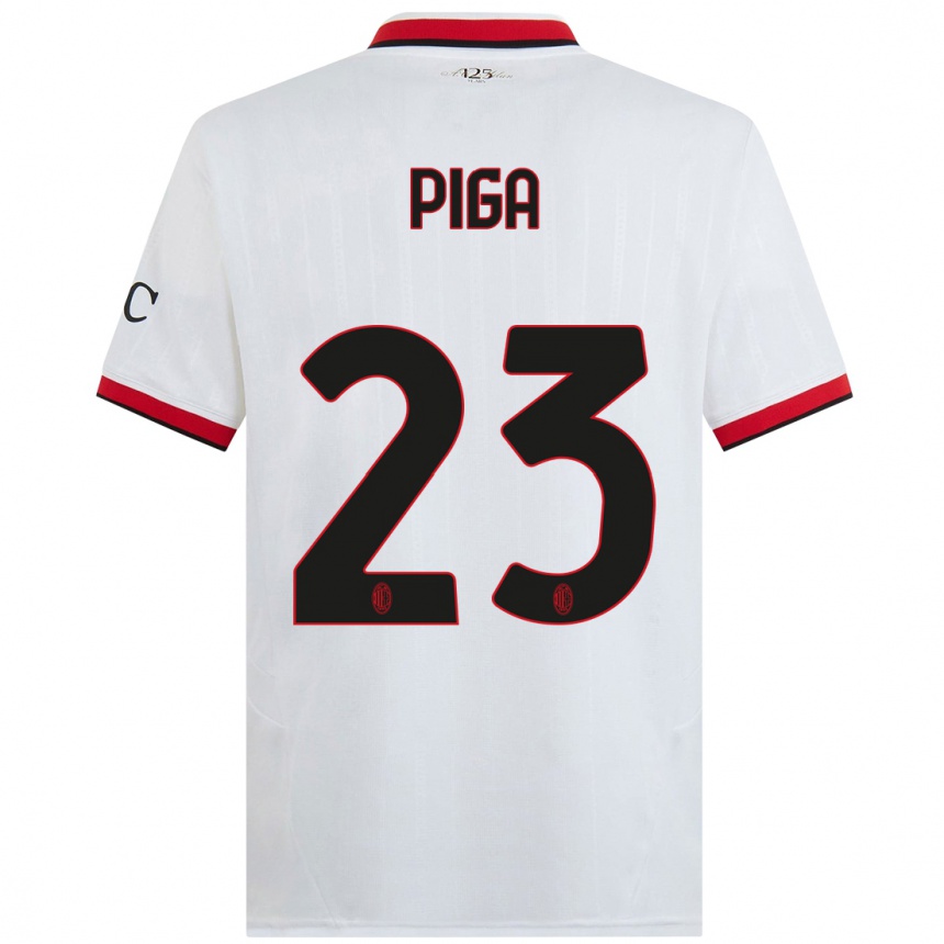 Kids Football Julie Piga #23 White Black Red Away Jersey 2024/25 T-Shirt Australia