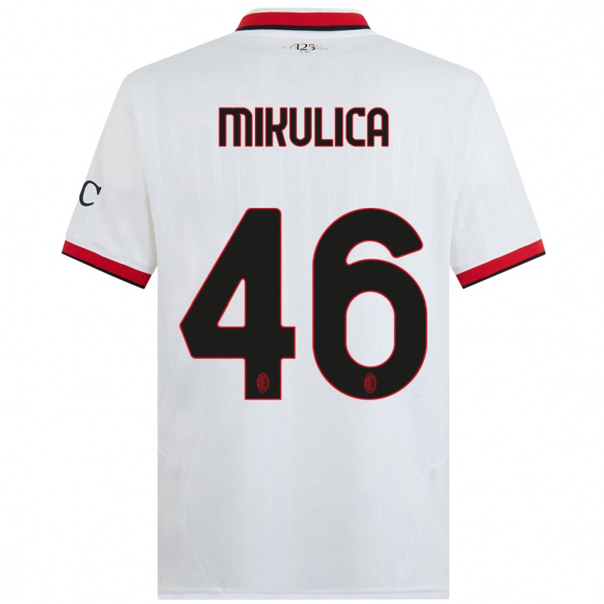 Kids Football Petra Mikulica #46 White Black Red Away Jersey 2024/25 T-Shirt Australia