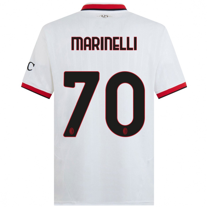 Kids Football Gloria Marinelli #70 White Black Red Away Jersey 2024/25 T-Shirt Australia