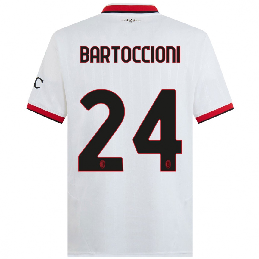 Kids Football Andrea Bartoccioni #24 White Black Red Away Jersey 2024/25 T-Shirt Australia