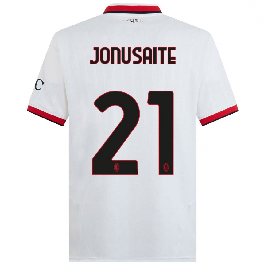 Kids Football Rimante Jonusaite #21 White Black Red Away Jersey 2024/25 T-Shirt Australia