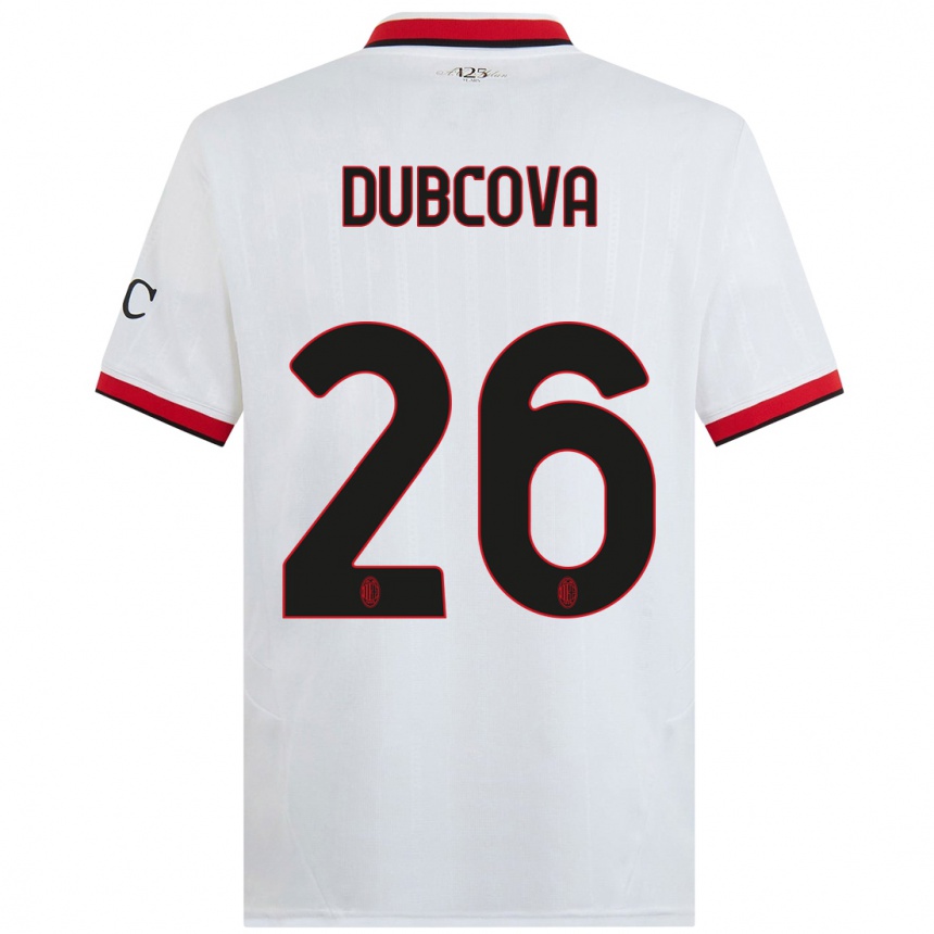 Kids Football Michaela Dubcova #26 White Black Red Away Jersey 2024/25 T-Shirt Australia