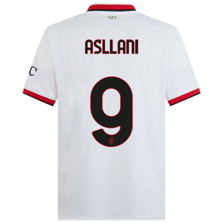 Kids Football Kosovare Asllani #9 White Black Red Away Jersey 2024/25 T-Shirt Australia