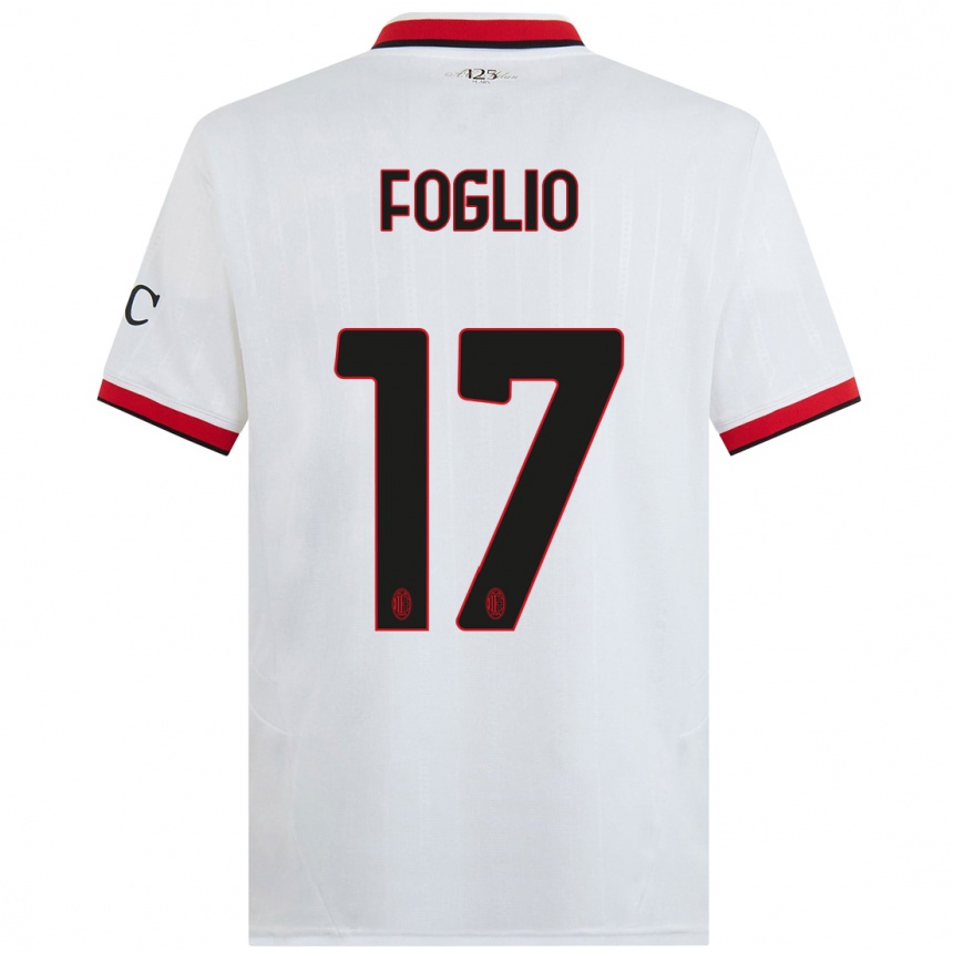 Kids Football Christian Foglio #17 White Black Red Away Jersey 2024/25 T-Shirt Australia