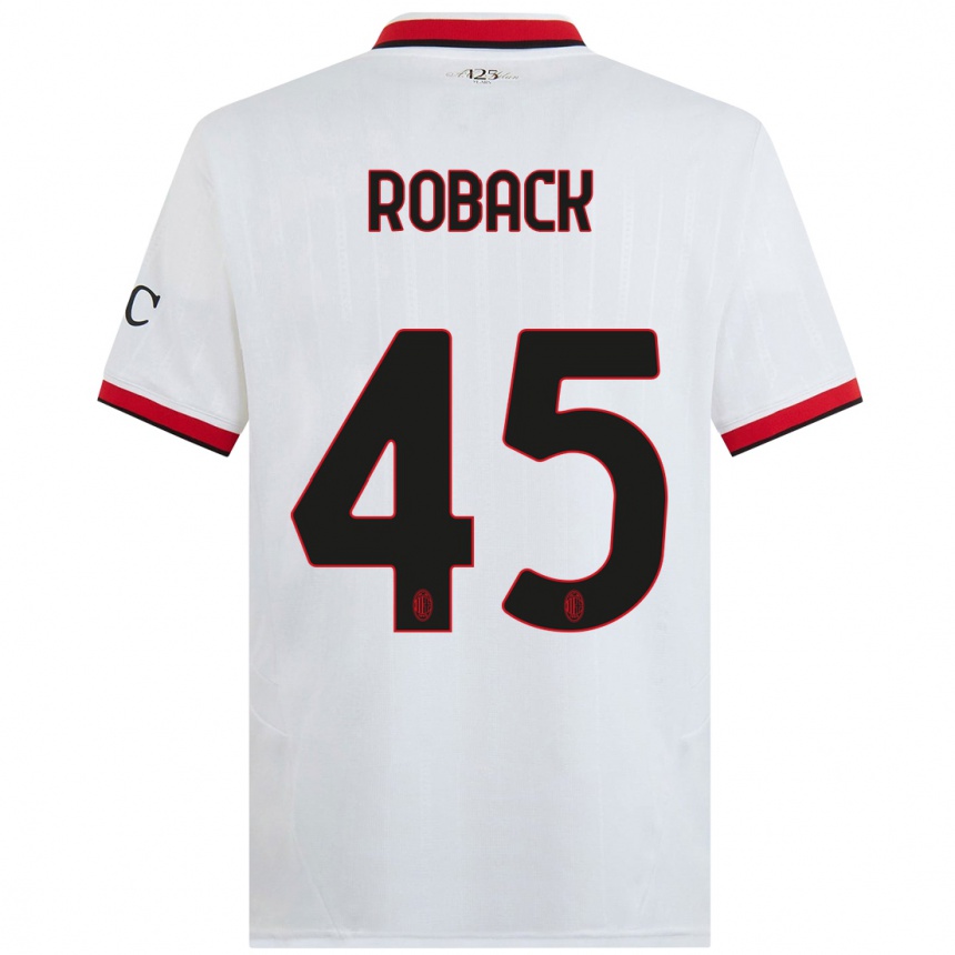 Kids Football Emil Roback #45 White Black Red Away Jersey 2024/25 T-Shirt Australia