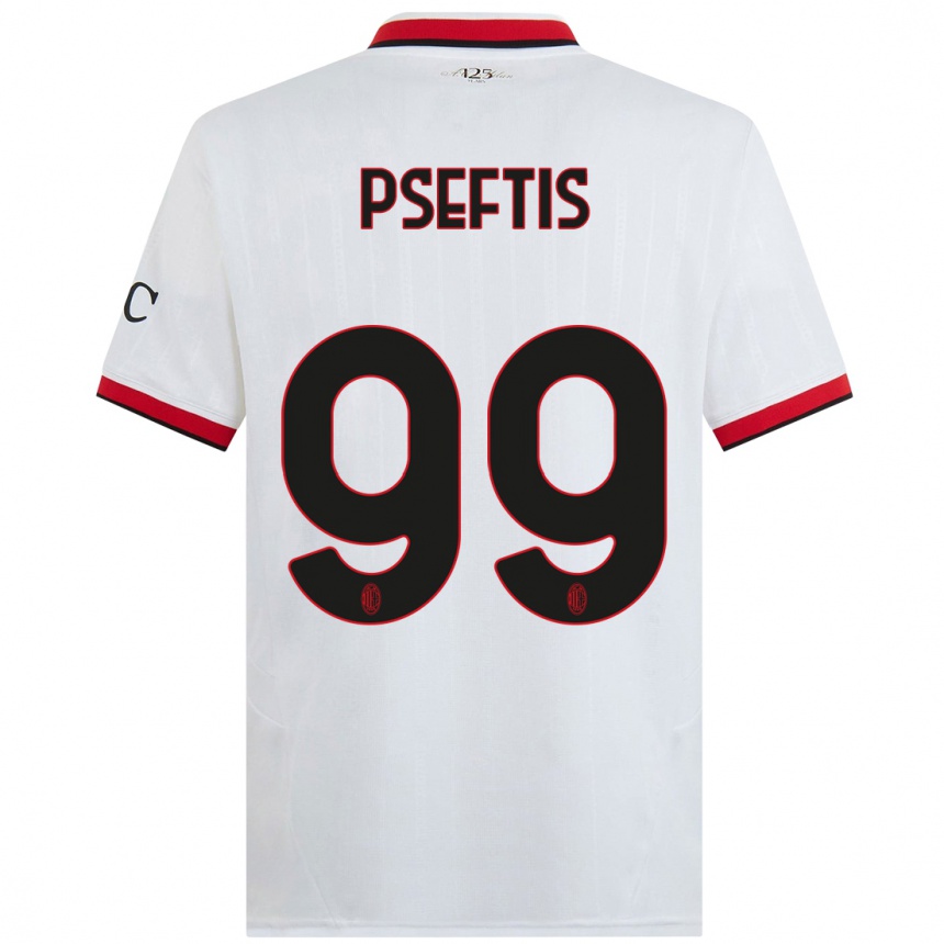 Kids Football Fotios Pseftis #99 White Black Red Away Jersey 2024/25 T-Shirt Australia