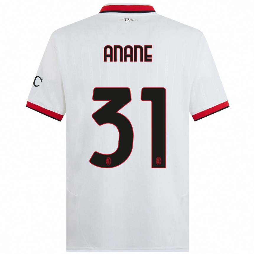 Kids Football Emmanuel Anane #31 White Black Red Away Jersey 2024/25 T-Shirt Australia