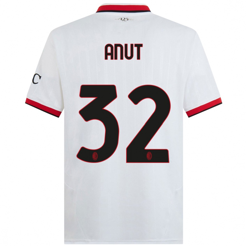 Kids Football Niccolo Anut #32 White Black Red Away Jersey 2024/25 T-Shirt Australia