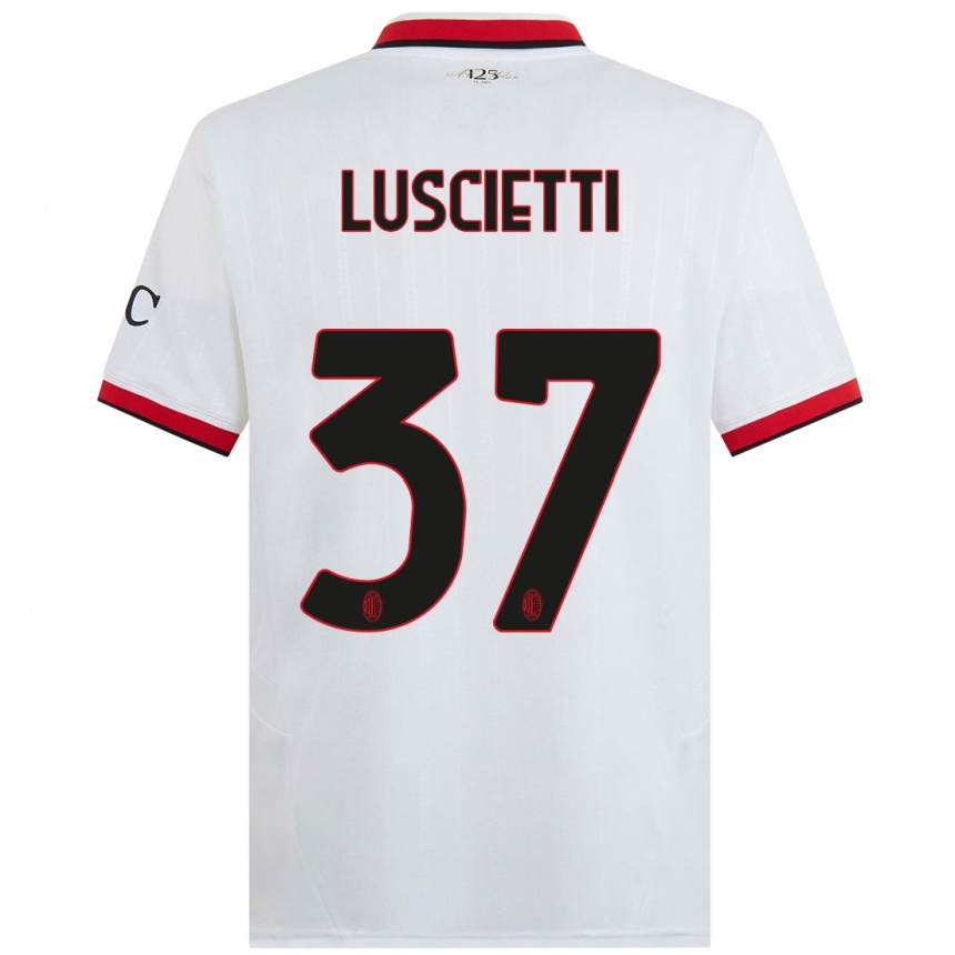 Kids Football Abebe Luscietti #37 White Black Red Away Jersey 2024/25 T-Shirt Australia