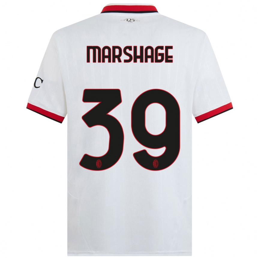 Kids Football Wilgot Marshage #39 White Black Red Away Jersey 2024/25 T-Shirt Australia