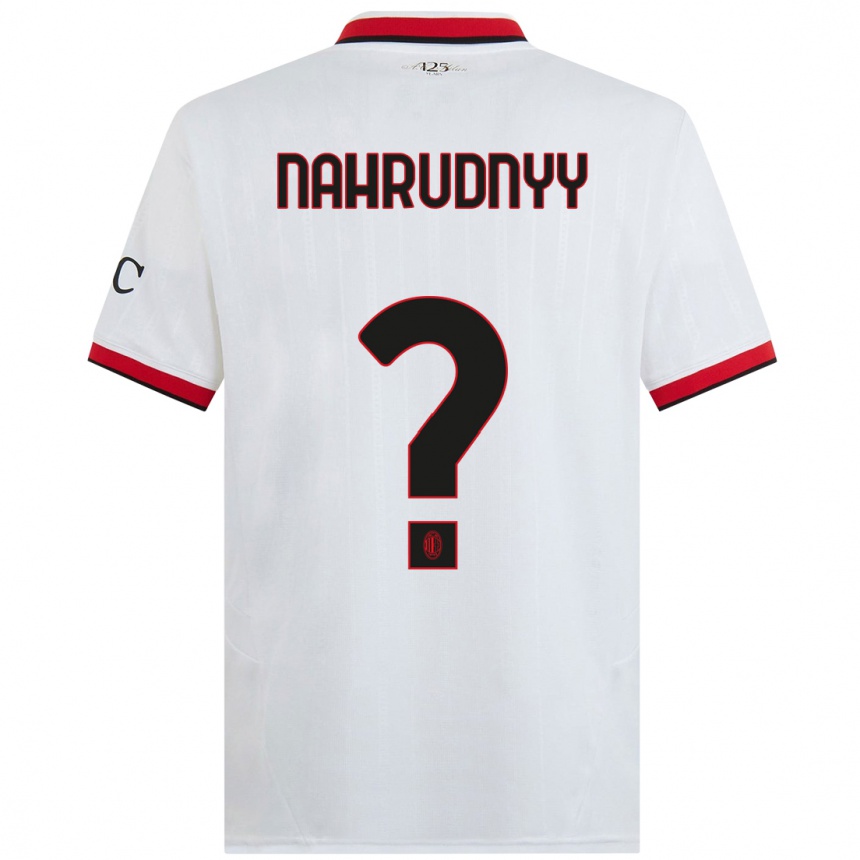 Kids Football Vladislav Nahrudnyy #0 White Black Red Away Jersey 2024/25 T-Shirt Australia