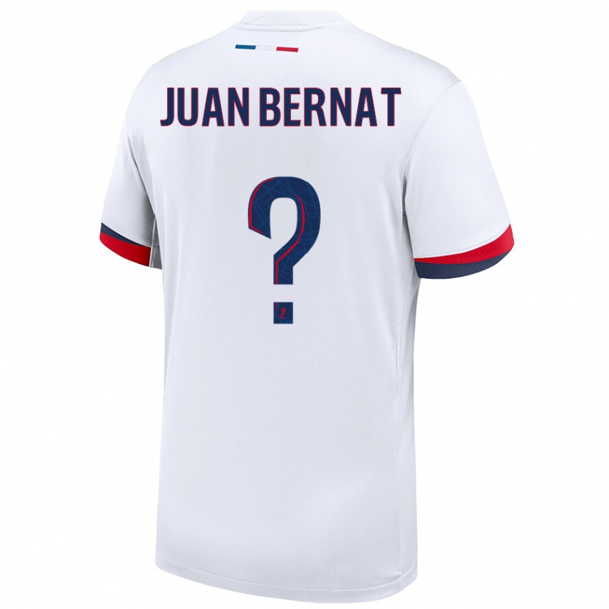 Kids Football Juan Bernat #0 White Blue Red Away Jersey 2024/25 T-Shirt Australia