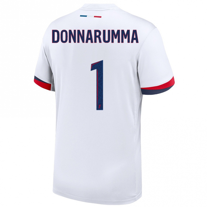 Kids Football Gianluigi Donnarumma #1 White Blue Red Away Jersey 2024/25 T-Shirt Australia