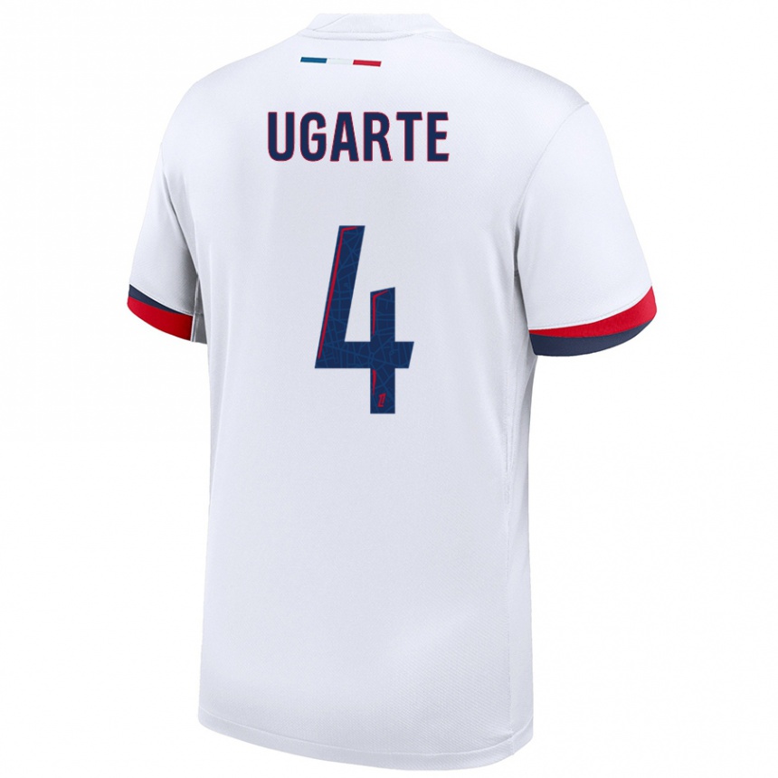 Kids Football Manuel Ugarte #4 White Blue Red Away Jersey 2024/25 T-Shirt Australia