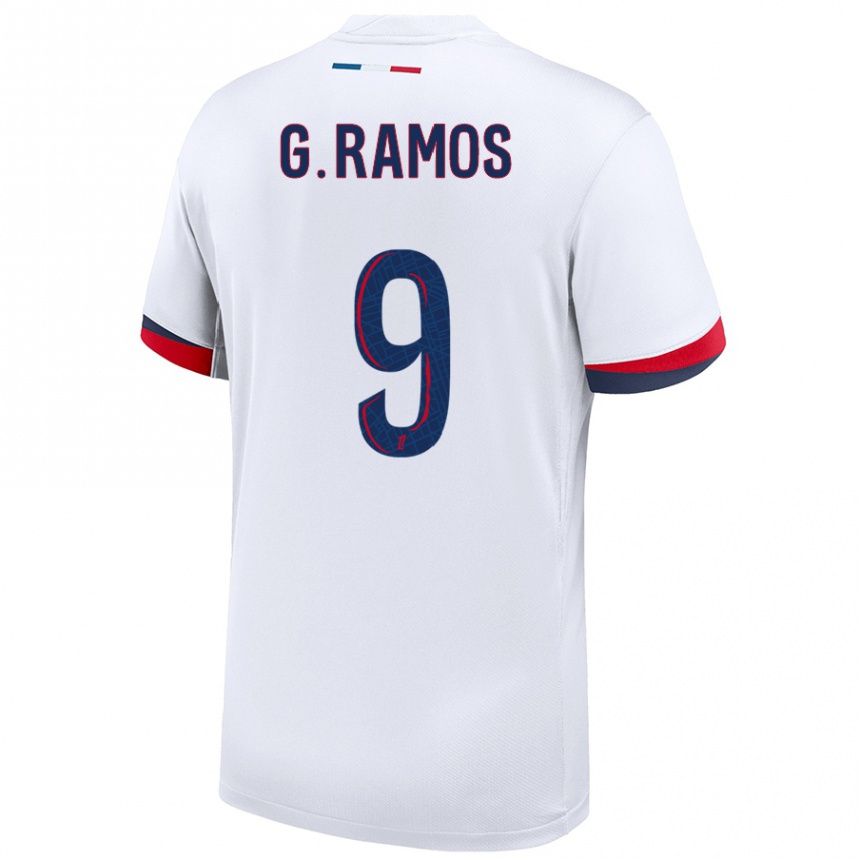 Kids Football Gonçalo Ramos #9 White Blue Red Away Jersey 2024/25 T-Shirt Australia