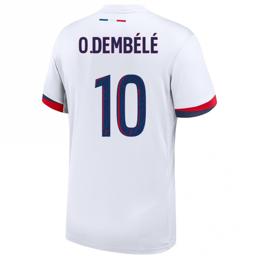 Kids Football Ousmane Dembele #10 White Blue Red Away Jersey 2024/25 T-Shirt Australia