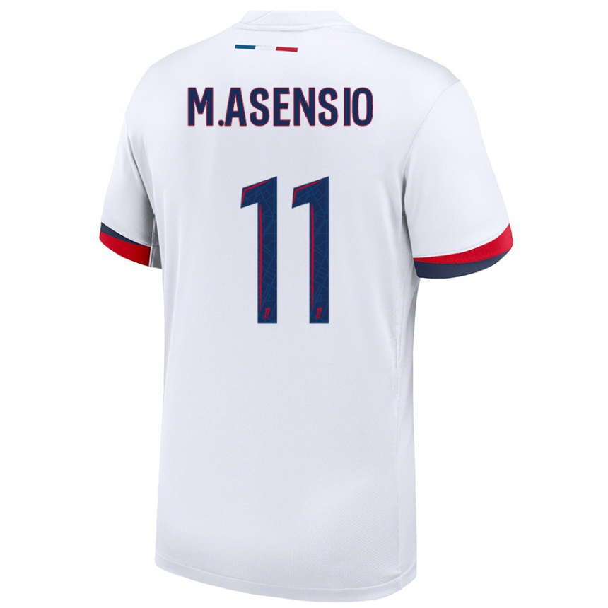 Kids Football Marco Asensio #11 White Blue Red Away Jersey 2024/25 T-Shirt Australia