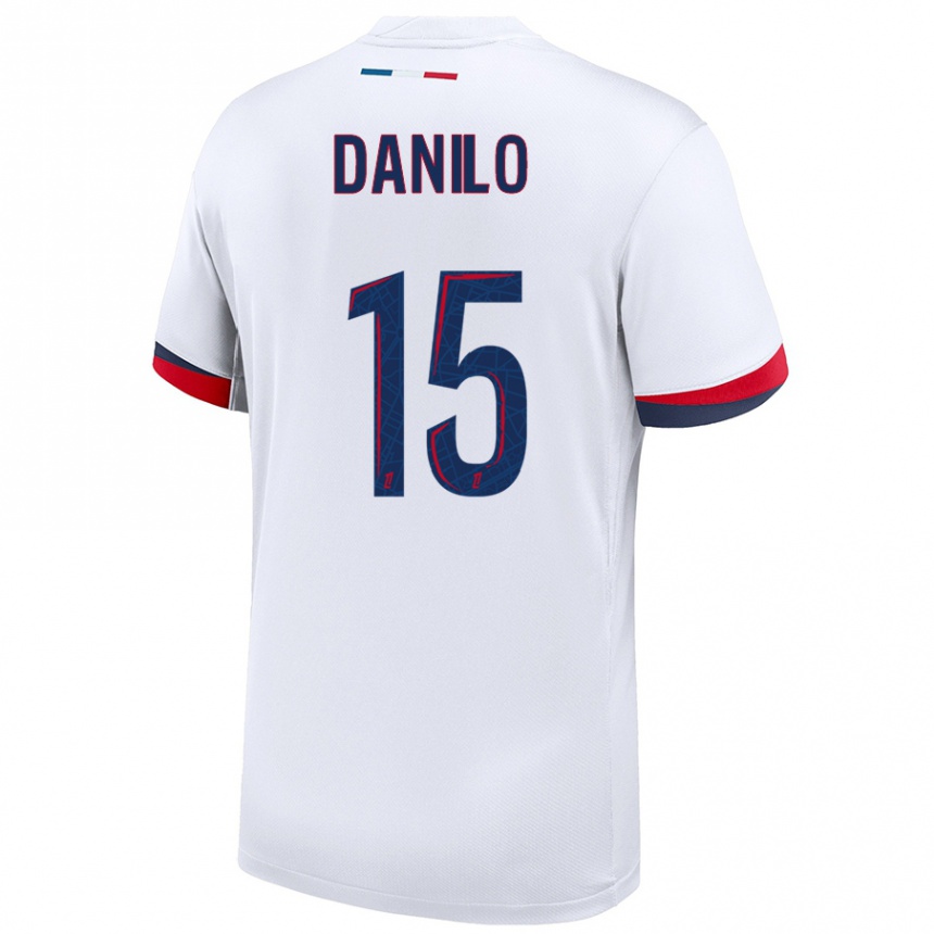 Kids Football Danilo Pereira #15 White Blue Red Away Jersey 2024/25 T-Shirt Australia