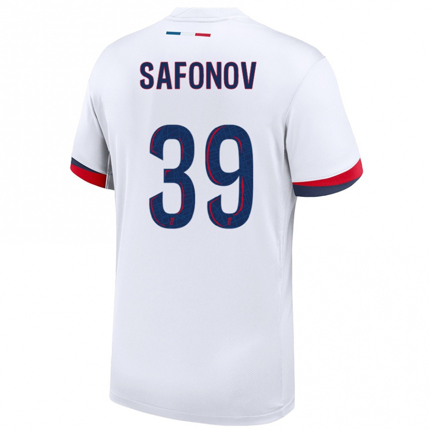 Kids Football Matvey Safonov #39 White Blue Red Away Jersey 2024/25 T-Shirt Australia