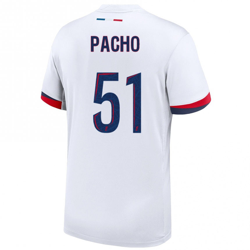 Kids Football Willian Pacho #51 White Blue Red Away Jersey 2024/25 T-Shirt Australia