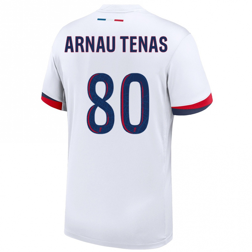 Kids Football Arnau Tenas #80 White Blue Red Away Jersey 2024/25 T-Shirt Australia