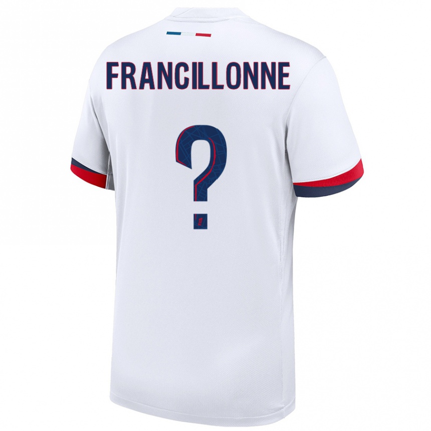 Kids Football Bryan Francillonne #0 White Blue Red Away Jersey 2024/25 T-Shirt Australia