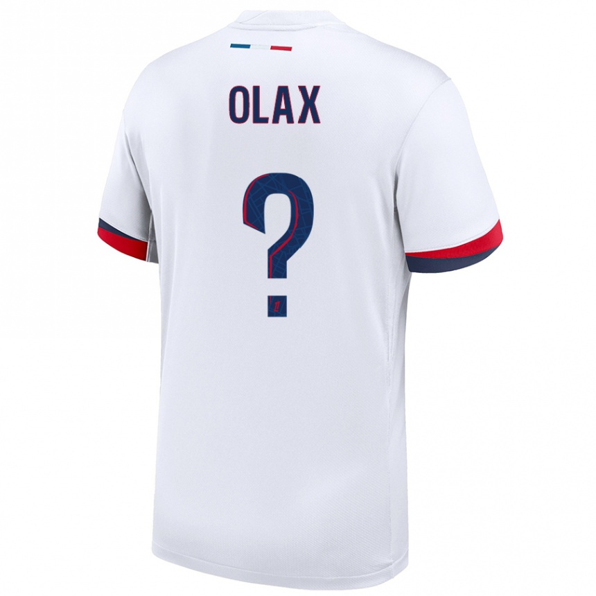 Kids Football Djamy Olax #0 White Blue Red Away Jersey 2024/25 T-Shirt Australia