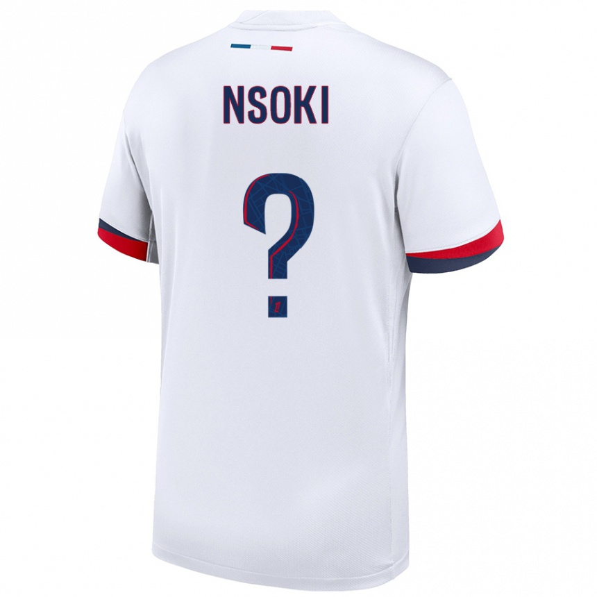 Kids Football Noah Nsoki #0 White Blue Red Away Jersey 2024/25 T-Shirt Australia