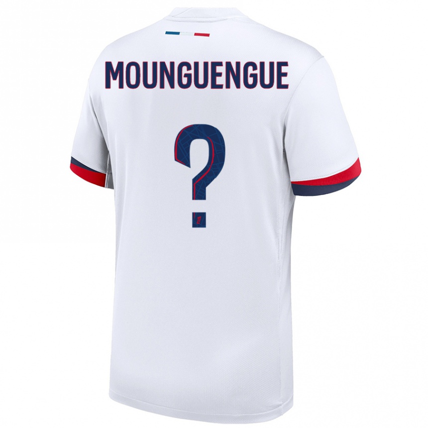 Kids Football Pierre Mounguengue #0 White Blue Red Away Jersey 2024/25 T-Shirt Australia