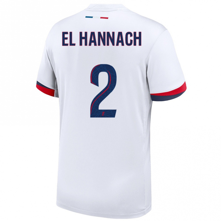 Kids Football Naoufel El Hannach #2 White Blue Red Away Jersey 2024/25 T-Shirt Australia