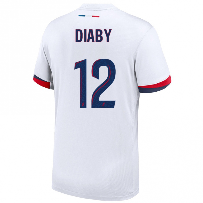 Kids Football Ibrahima Diaby #12 White Blue Red Away Jersey 2024/25 T-Shirt Australia