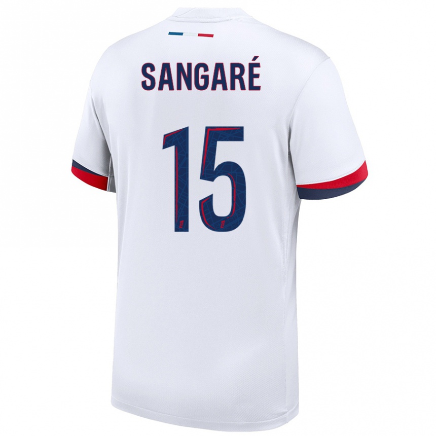 Kids Football Mahamadou Sangaré #15 White Blue Red Away Jersey 2024/25 T-Shirt Australia