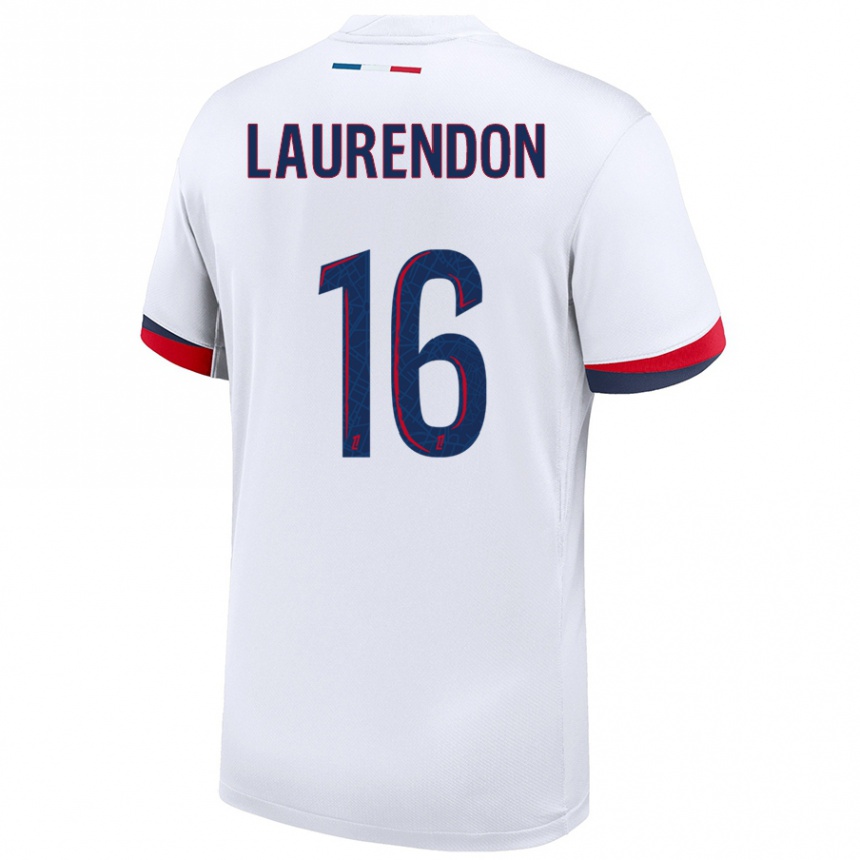 Kids Football Bilal Laurendon #16 White Blue Red Away Jersey 2024/25 T-Shirt Australia