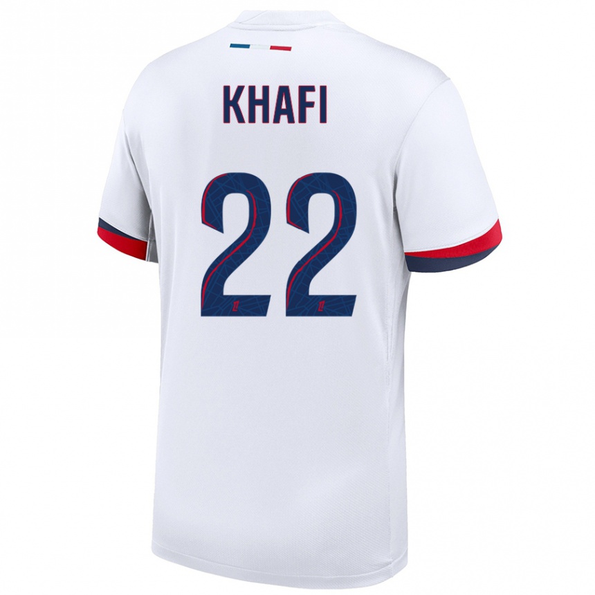 Kids Football Yanis Khafi #22 White Blue Red Away Jersey 2024/25 T-Shirt Australia