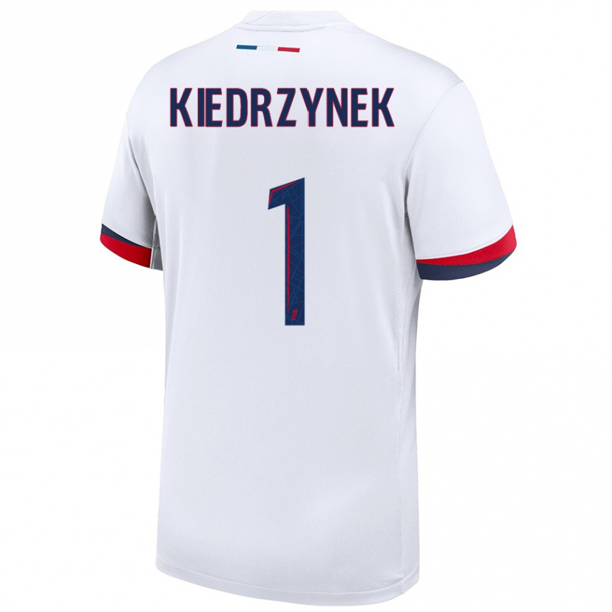 Kids Football Katarzyna Kiedrzynek #1 White Blue Red Away Jersey 2024/25 T-Shirt Australia