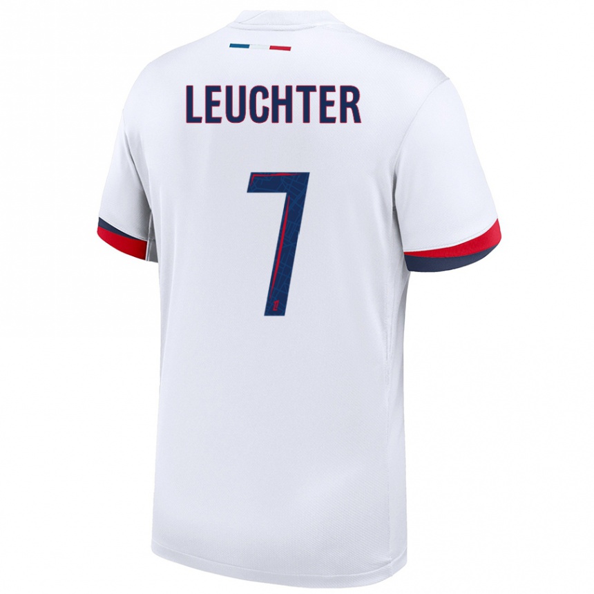 Kids Football Romée Leuchter #7 White Blue Red Away Jersey 2024/25 T-Shirt Australia