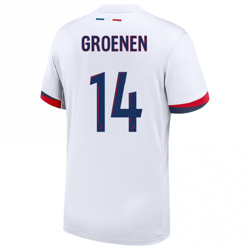 Kids Football Jackie Groenen #14 White Blue Red Away Jersey 2024/25 T-Shirt Australia