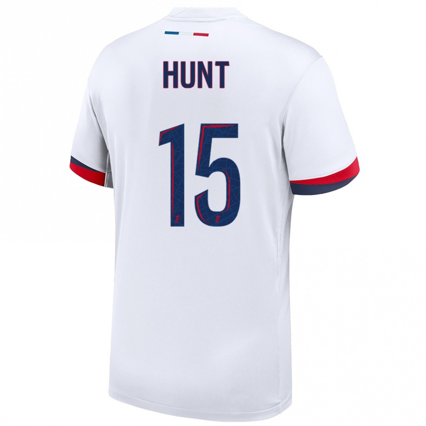 Kids Football Clare Hunt #15 White Blue Red Away Jersey 2024/25 T-Shirt Australia